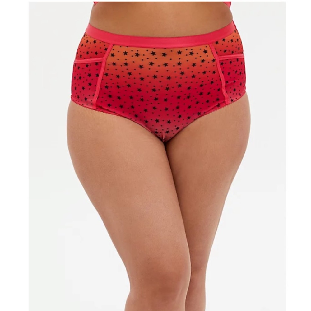 TORRID RASPBERRY PINK OMBRE STAR MESH HIGH WAIST PANTY